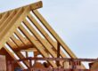 Housing being built showing the timbers of the roof