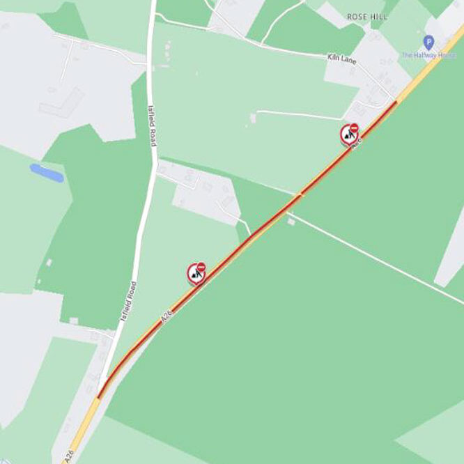 Map of roadworks for Uckfield-Road-Ringmer